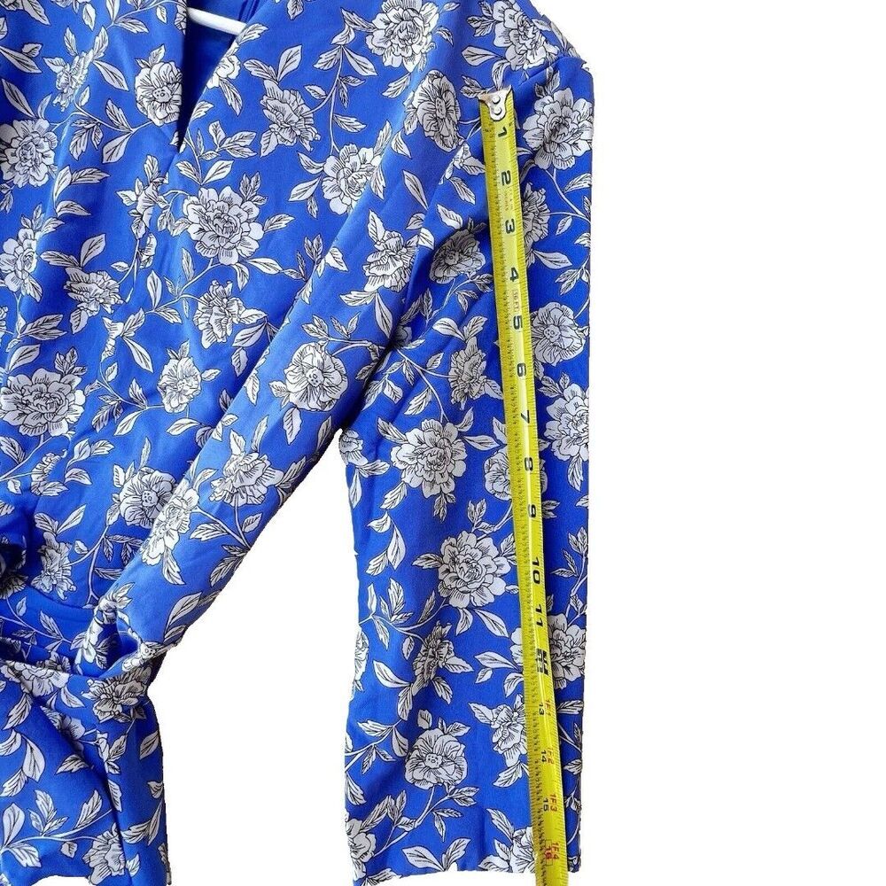 APPLESEED'S Blue Floral Midi Dress Womens  Stretch blue purple  Sleeve Tie 10P. - Picture 3 of 12